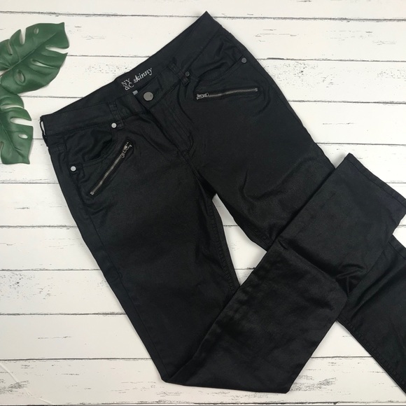 New York & Company Denim - New York & Company Shiny Black Moto Jeans Size 2 New York & Company Denim - New York & Company Shiny Black Moto Jeans Size 2